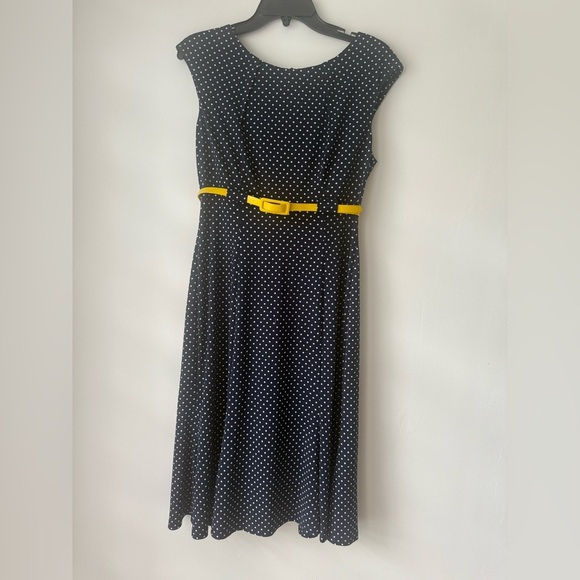 Connected Apparel Blue and White A-Line Midi Dress Sleeveless - Picture 1 of 9